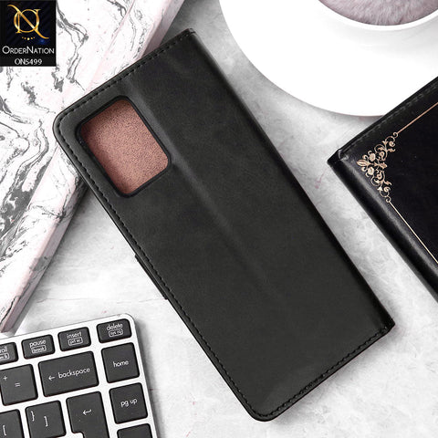 Vivo Y21s Cover - Black - Premium PU Leather Magnetic Flip Book Card Slots Wallet Soft Case