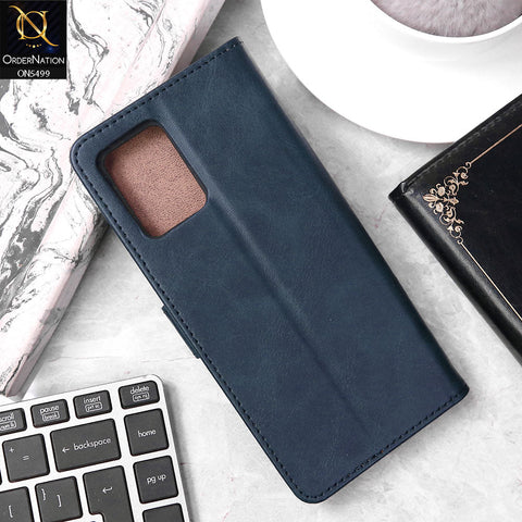 Vivo Y21t Cover - Blue - Premium PU Leather Magnetic Flip Book Card Slots Wallet Soft Case