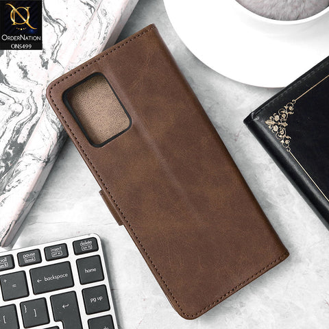 Vivo Y21 Cover - Dark Brown - Premium PU Leather Magnetic Flip Book Card Slots Wallet Soft Case