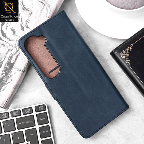 Vivo Y300 Cover - Blue - Premium PU Leather Magnetic Flip Book Card Slots Wallet Soft Case