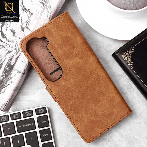 Vivo Y200 (2025) Cover - Light Brown - Premium PU Leather Magnetic Flip Book Card Slots Wallet Soft Case