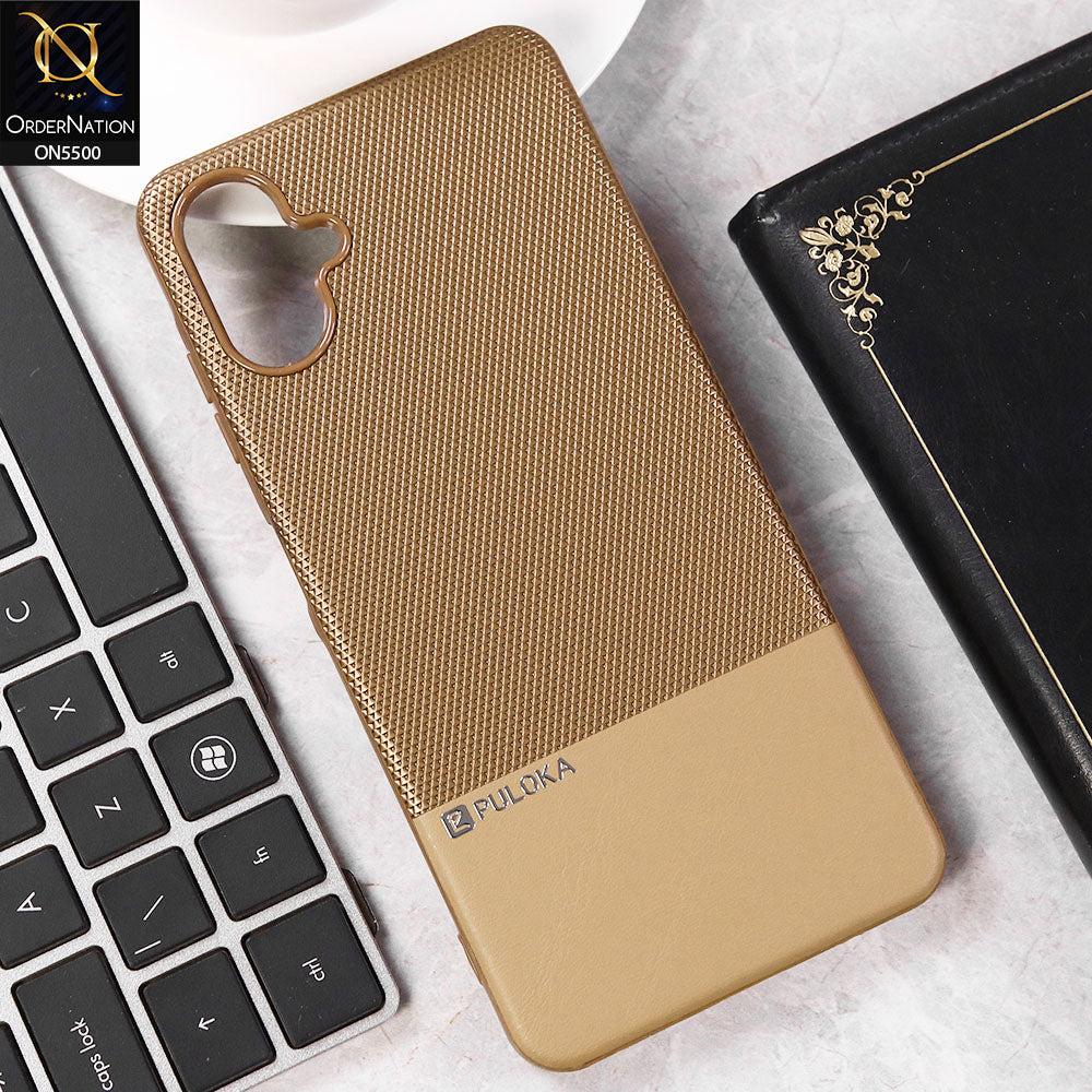 Samsung Galaxy A06  Cover - Brown - New Premium  Leather Textured  Soft Borderd Case