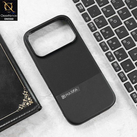 iPhone 17 Pro - Black -  New Premium  Leather Textured  Soft Borderd Case