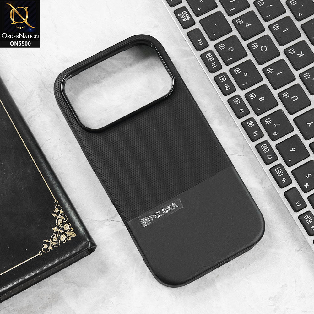 iPhone 17 Pro Max - Black -  New Premium  Leather Textured  Soft Borderd Case