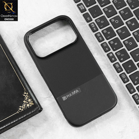 iPhone 17 Pro - Black -  New Premium  Leather Textured  Soft Borderd Case