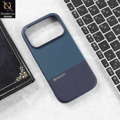 iPhone 17 Pro - Blue -  New Premium  Leather Textured  Soft Borderd Case