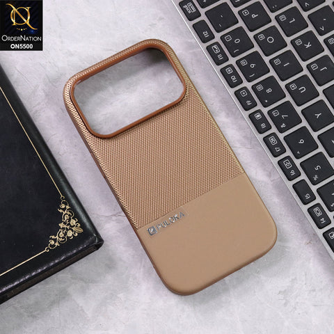 iPhone 17 Pro Max - Brown -  New Premium  Leather Textured  Soft Borderd Case