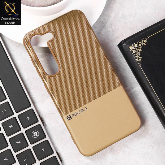 Samsung Galaxy S23 5G  Cover - Brown - New Premium  Leather Textured  Soft Borderd Case
