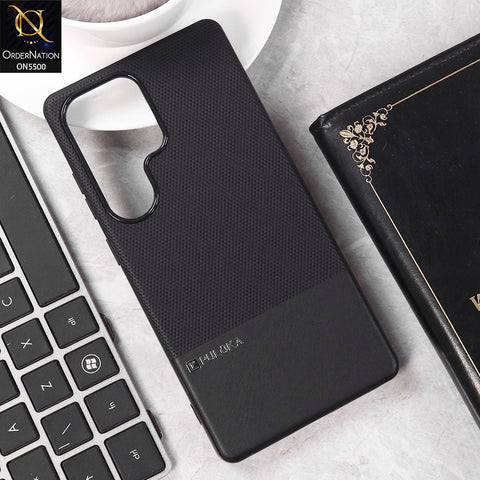 Samsung Galaxy S23 Ultra  Cover - Black - New Premium  Leather Textured  Soft Borderd Case