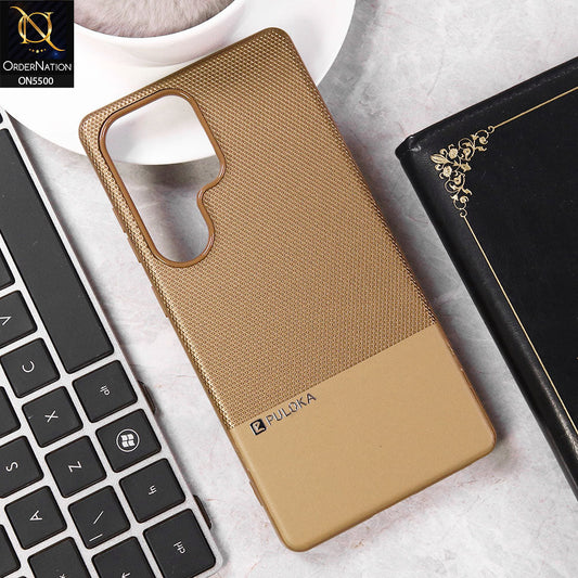 Samsung Galaxy S23 Ultra  Cover - Brown - New Premium  Leather Textured  Soft Borderd Case