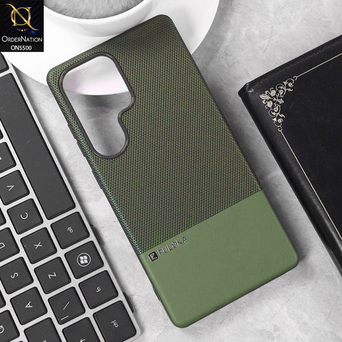 Samsung Galaxy S23 Ultra  Cover - Green - New Premium  Leather Textured  Soft Borderd Case