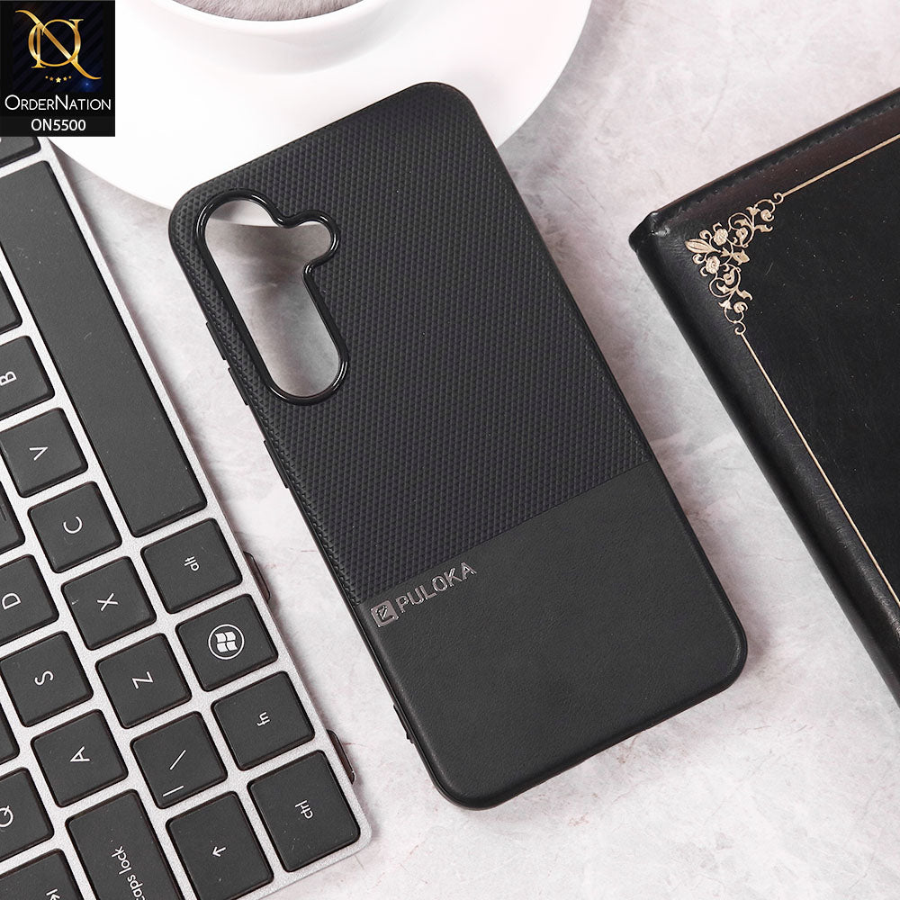 Samsung Galaxy S24 FE  Cover - Black - New Premium  Leather Textured  Soft Borderd Case