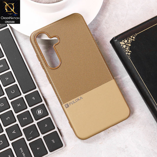 Samsung Galaxy S24 FE  Cover - Brown - New Premium  Leather Textured  Soft Borderd Case