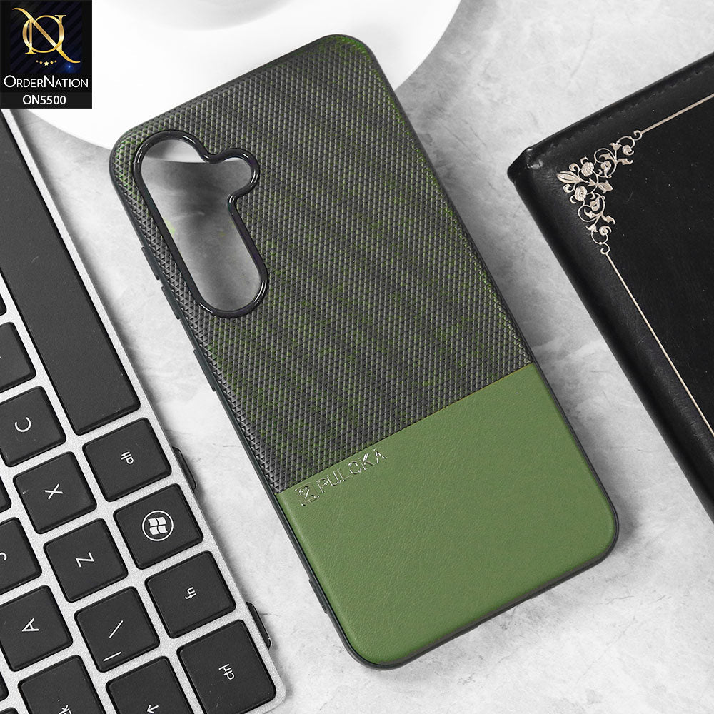 Samsung Galaxy S24 Plus Cover - Green - New Premium  Leather Textured  Soft Borderd Case