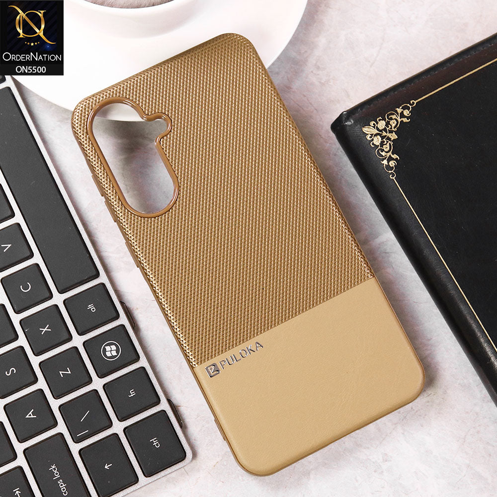 Samsung Galaxy A36  Cover - Brown - New Premium  Leather Textured  Soft Borderd Case