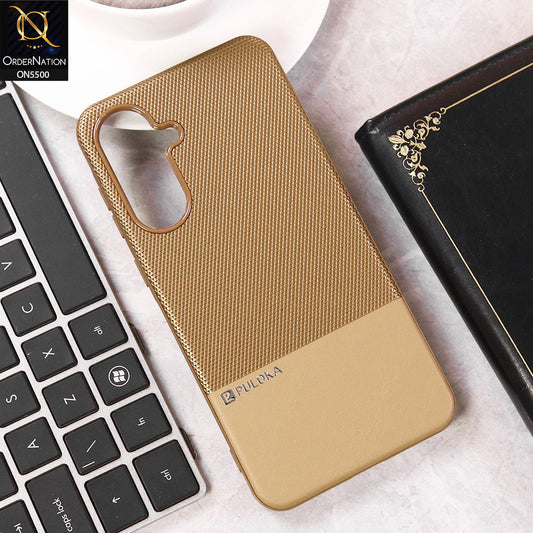Samsung Galaxy A36  Cover - Brown - New Premium  Leather Textured  Soft Borderd Case
