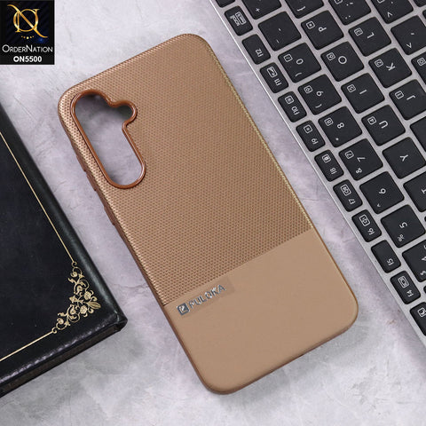 Samsung Galaxy A35 - Brown -  New Premium  Leather Textured  Soft Borderd Case