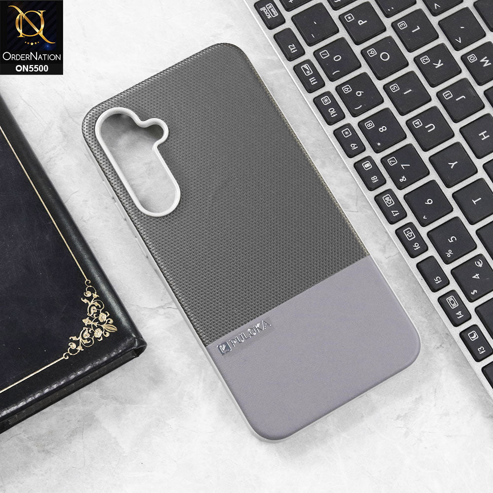 Samsung Galaxy A55 - Gray -  New Premium  Leather Textured  Soft Borderd Case