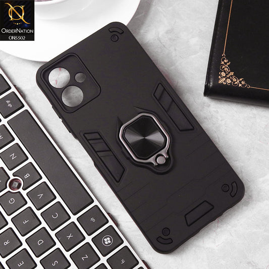 Samsung Galaxy A06 Cover - Black - New Dual PC + TPU Hybrid Style Protective Soft Border Case With Kickstand Holder