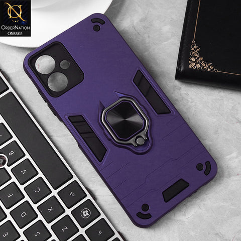 Samsung Galaxy A06 Cover - Blue - New Dual PC + TPU Hybrid Style Protective Soft Border Case With Kickstand Holder