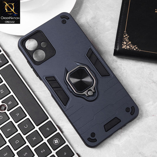 Samsung Galaxy A06 Cover - Midnight Blue - New Dual PC + TPU Hybrid Style Protective Soft Border Case With Kickstand Holder
