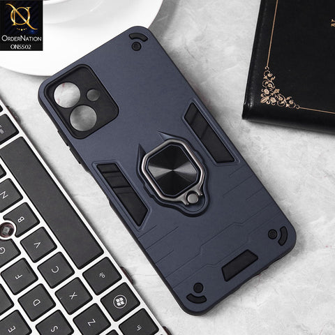 Samsung Galaxy A06 Cover - Midnight Blue - New Dual PC + TPU Hybrid Style Protective Soft Border Case With Kickstand Holder