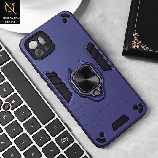 Oppo A16e Cover - Blue - New Dual PC + TPU Hybrid Style Protective Soft Border Case With Kickstand Holder