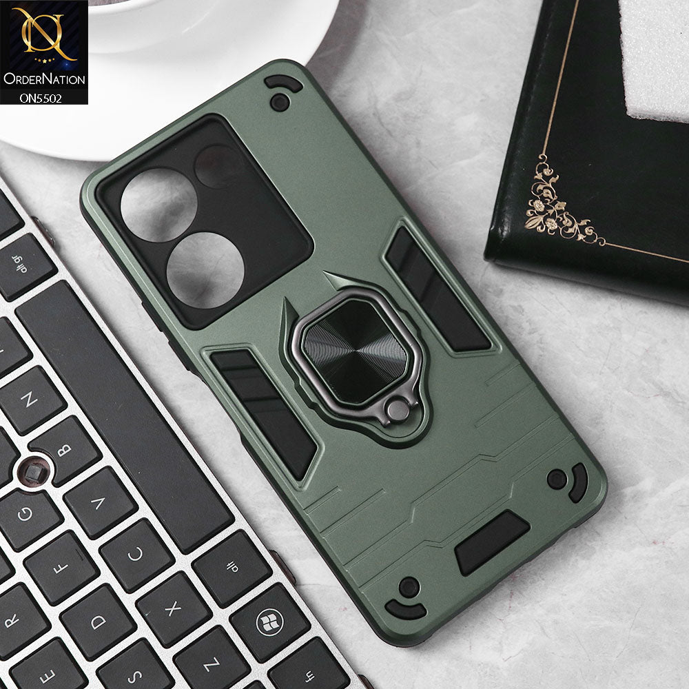 Tecno Camon 20 Pro Cover - Sea green - New Dual PC + TPU Hybrid Style Protective Soft Border Case With Kickstand Holder
