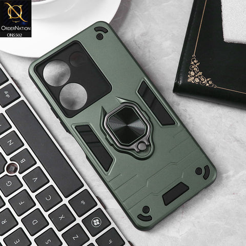 Tecno Camon 20 Pro Cover - Sea green - New Dual PC + TPU Hybrid Style Protective Soft Border Case With Kickstand Holder