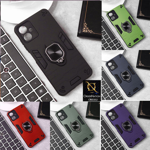 Vivo Y21G Cover - Red - New Dual PC + TPU Hybrid Style Protective Soft Border Case With Kickstand Holder