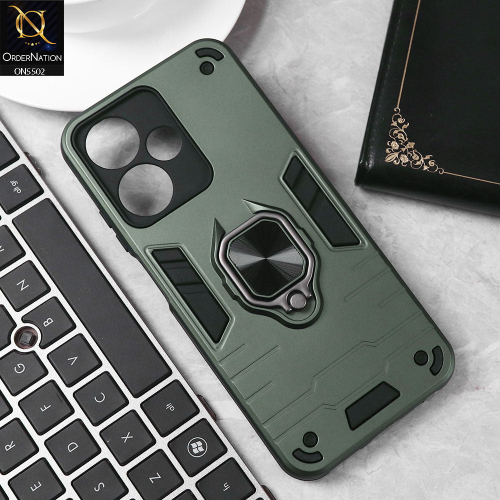 Infinix Hot 30 Play Cover - Sea green - New Dual PC + TPU Hybrid Style Protective Soft Border Case With Kickstand Holder