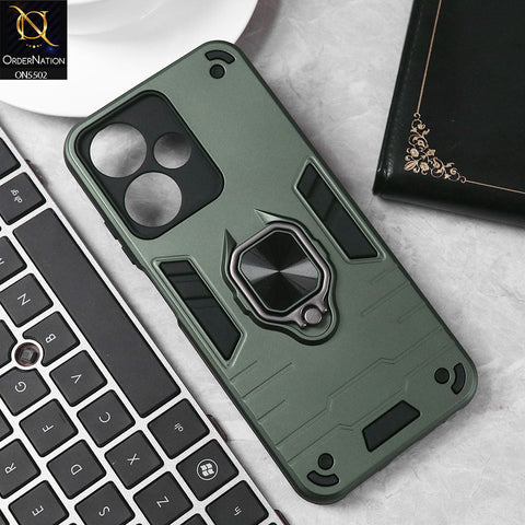 Infinix Hot 30 Play Cover - Sea green - New Dual PC + TPU Hybrid Style Protective Soft Border Case With Kickstand Holder