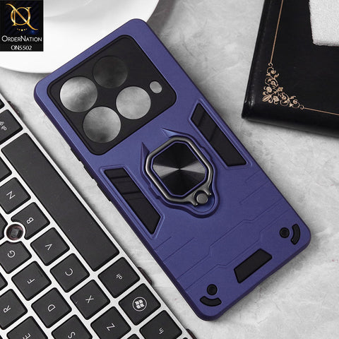 Infinix Note 40 Cover - Blue - New Dual PC + TPU Hybrid Style Protective Soft Border Case With Kickstand Holder