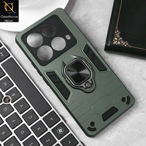 Infinix Note 40 Cover - Sea green - New Dual PC + TPU Hybrid Style Protective Soft Border Case With Kickstand Holder