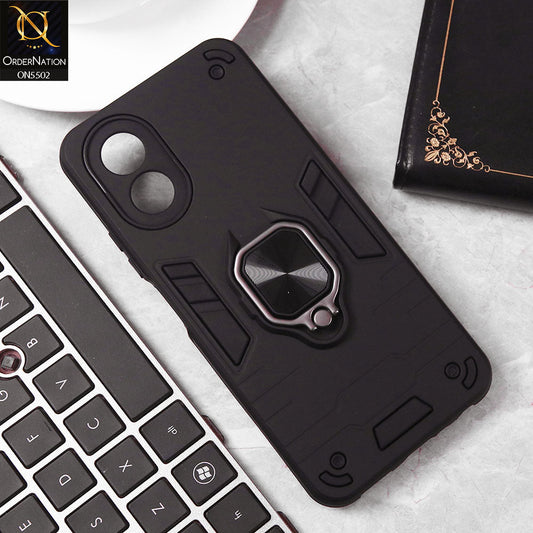 Oppo A38 Cover - Black - New Dual PC + TPU Hybrid Style Protective Soft Border Case With Kickstand Holder