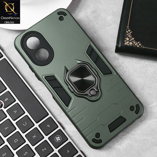 Oppo A38 Cover - Sea green - New Dual PC + TPU Hybrid Style Protective Soft Border Case With Kickstand Holder