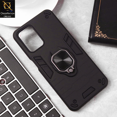 Oppo A54 4G Cover - Black - New Dual PC + TPU Hybrid Style Protective Soft Border Case With Kickstand Holder