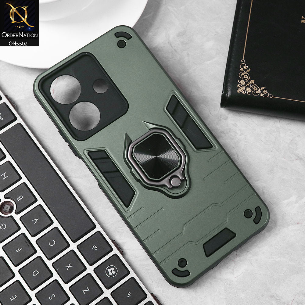 Realme Note 60 Cover - Sea green - New Dual PC + TPU Hybrid Style Protective Soft Border Case With Kickstand Holder