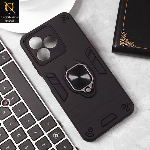 Realme C51 Cover - Black - New Dual PC + TPU Hybrid Style Protective Soft Border Case With Kickstand Holder