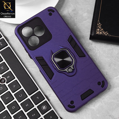 Realme Note 50 Cover - Blue - New Dual PC + TPU Hybrid Style Protective Soft Border Case With Kickstand Holder