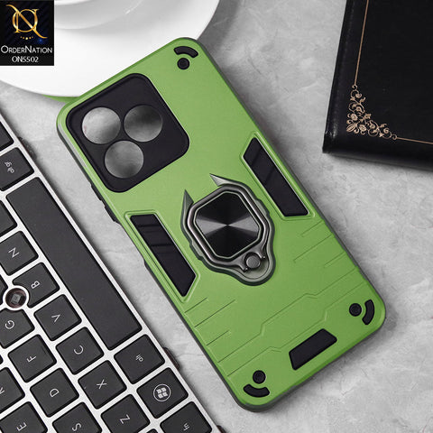 Realme Note 50 Cover - Lime Green - New Dual PC + TPU Hybrid Style Protective Soft Border Case With Kickstand Holder