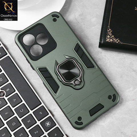 Realme Note 50 Cover - Sea green - New Dual PC + TPU Hybrid Style Protective Soft Border Case With Kickstand Holder