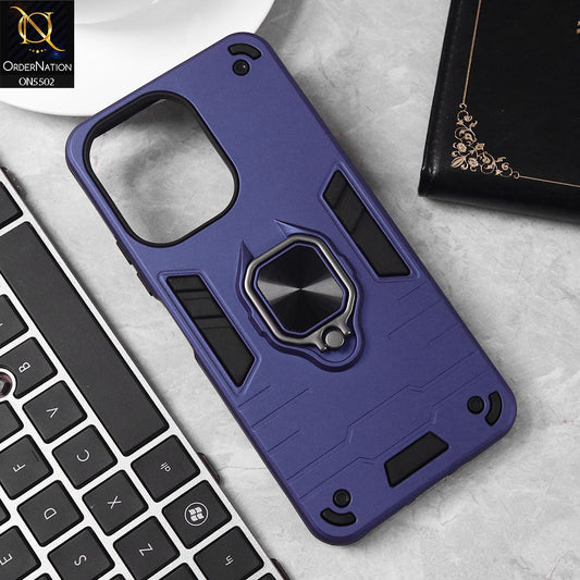 Xiaomi Redmi 13C Cover - Blue - New Dual PC + TPU Hybrid Style Protective Soft Border Case With Kickstand Holder