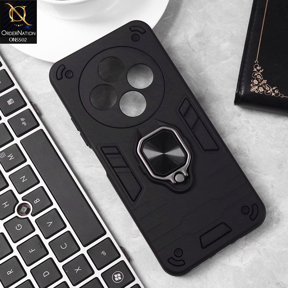 Xiaomi Redmi A4 Cover - Black - New Dual PC + TPU Hybrid Style Protective Soft Border Case With Kickstand Holder