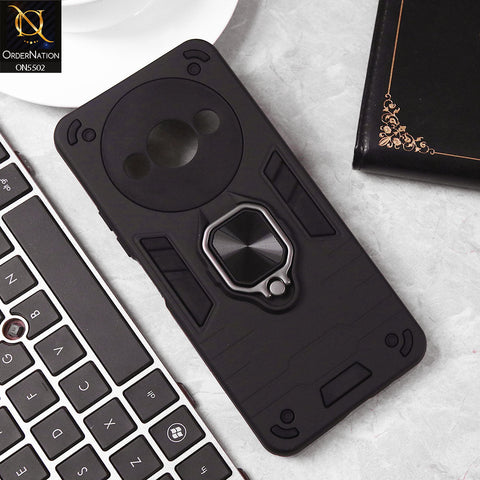 Xiaomi Redmi A3 Cover - Black - New Dual PC + TPU Hybrid Style Protective Soft Border Case With Kickstand Holder