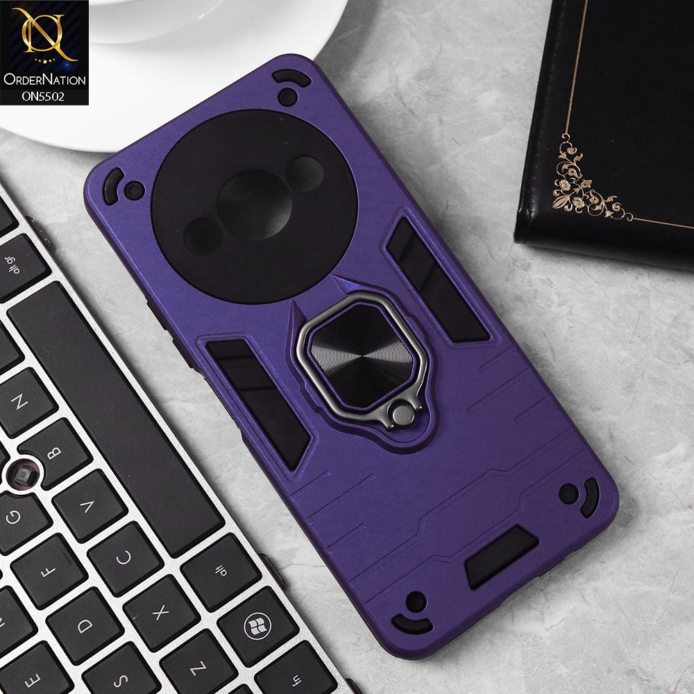 Xiaomi Poco C61 Cover - Blue - New Dual PC + TPU Hybrid Style Protective Soft Border Case With Kickstand Holder