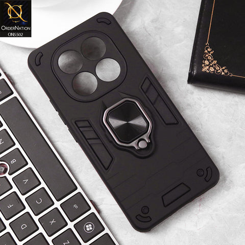 Xiaomi Redmi Note 14 Pro 4G Cover - Black - New Dual PC + TPU Hybrid Style Protective Soft Border Case With Kickstand Holder