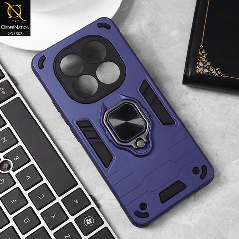 Xiaomi Redmi Note 14 Pro 4G Cover - Blue - New Dual PC + TPU Hybrid Style Protective Soft Border Case With Kickstand Holder