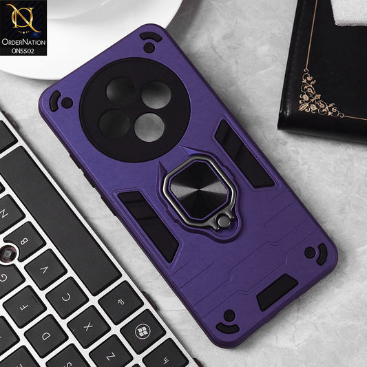 Oppo Reno 12F Cover - Blue - New Dual PC + TPU Hybrid Style Protective Soft Border Case With Kickstand Holder