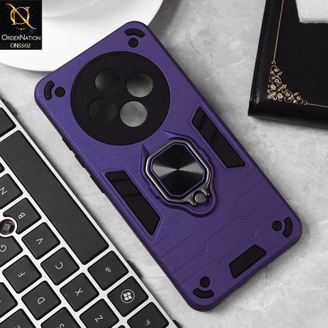 Oppo Reno 12F Cover - Blue - New Dual PC + TPU Hybrid Style Protective Soft Border Case With Kickstand Holder